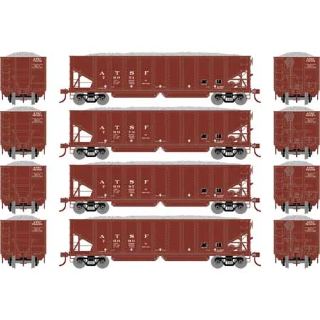 Athearn HO Scale 40' Ribbed 3-Bay Ballast Hopper, ATSF #2(4)