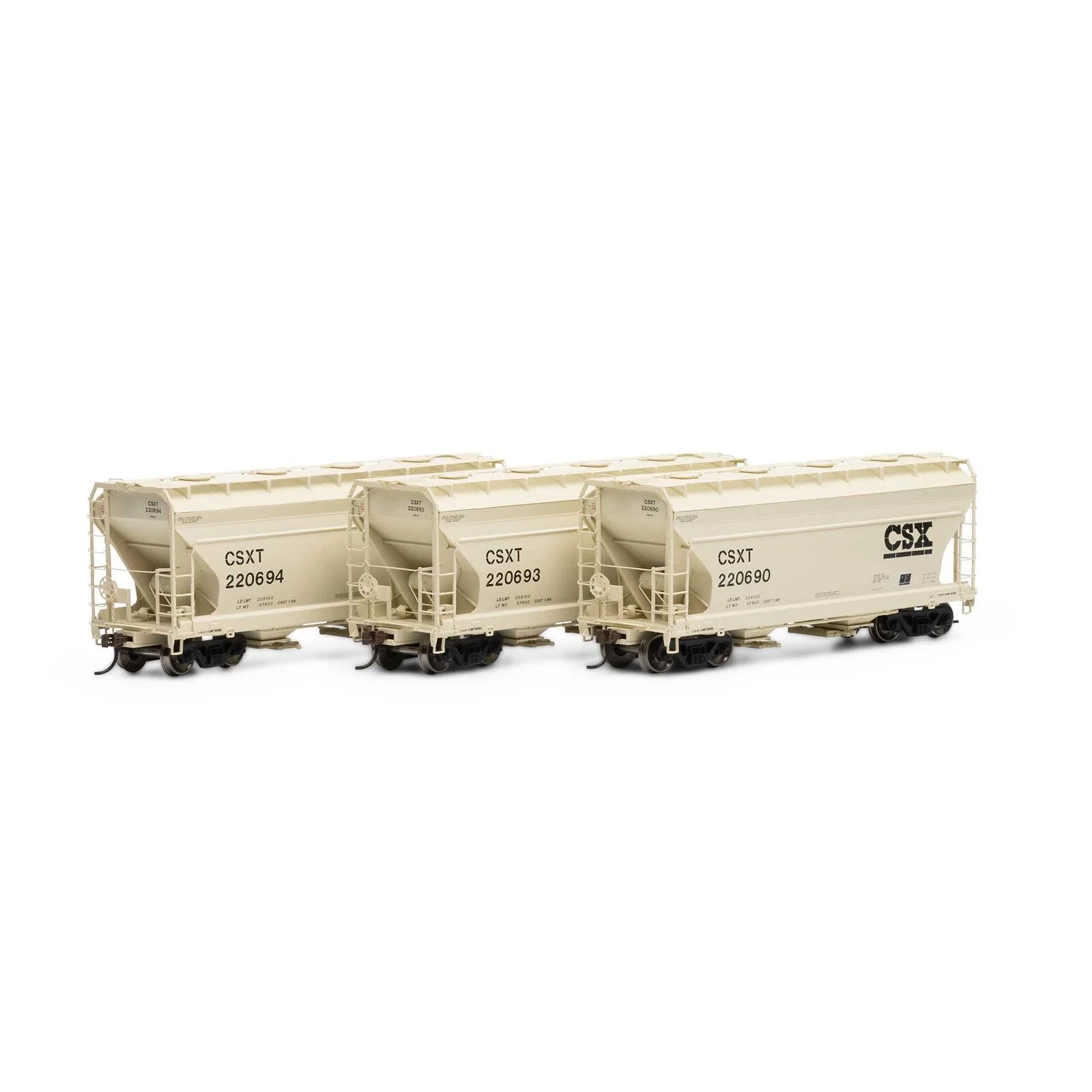 Athearn HO Scale CSX ACF 2970 Covered Hopper 3 Pack ATH81055