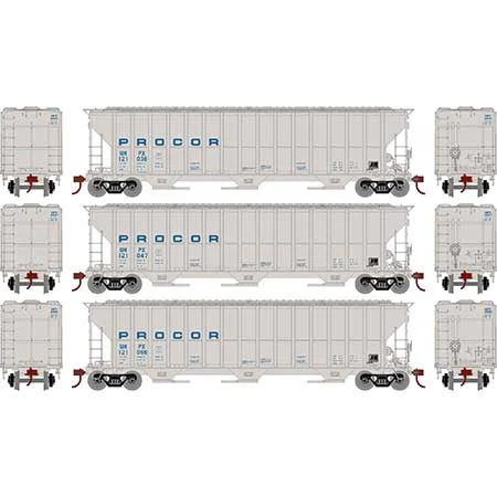 Athearn HO Scale RTR FMC 4700 Covered Hopper, UNPX (3)