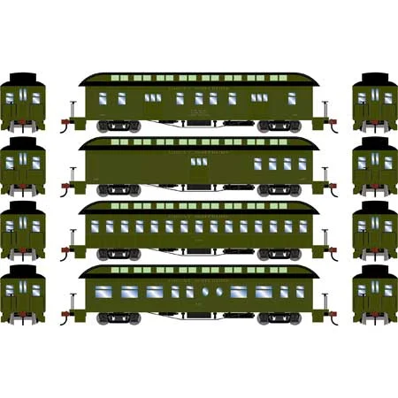 Athearn HO Scale 50' Old Time Overland Passenger Set, GN #1 (4)