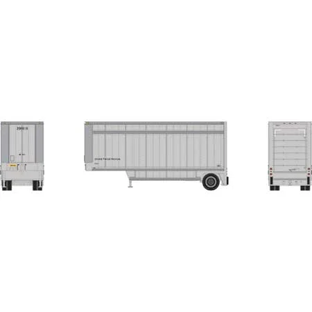 Athearn HO Scale RTR 28' Drop Sill Trailer,UPS/No Shield #296613