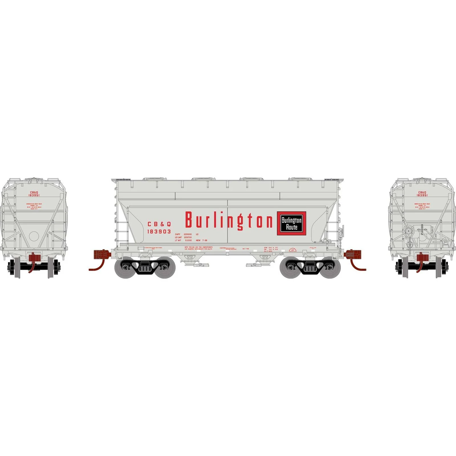 Athearn HO Scale RTR ACF 2970 Cover Hopper, CB&Q #183951