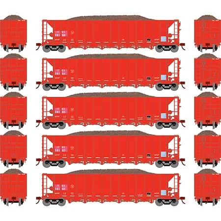 Athearn HO Scale RTR 5-Bay Rapid Discharge Hopper, ITGX/Red (5)