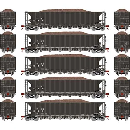 Athearn HO Scale RTR 5-Bay Rapid Discharge Hopper,ITGX/Black (5)