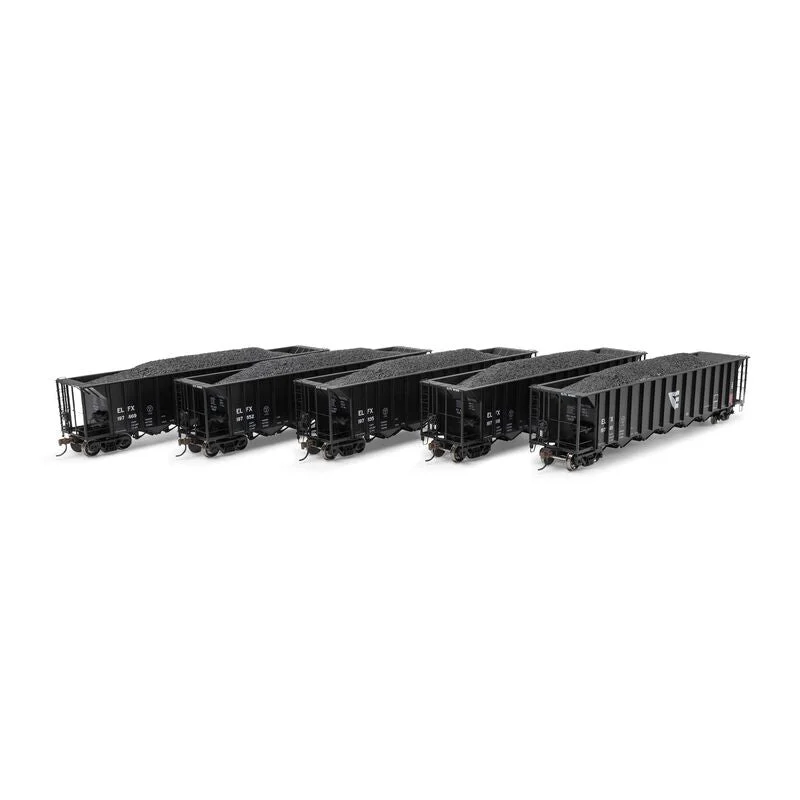 Athearn HO Scale Ortner 5-Bay Rapid Discharge Hopper Electric Fuels ELFX 5-Pack - 98646