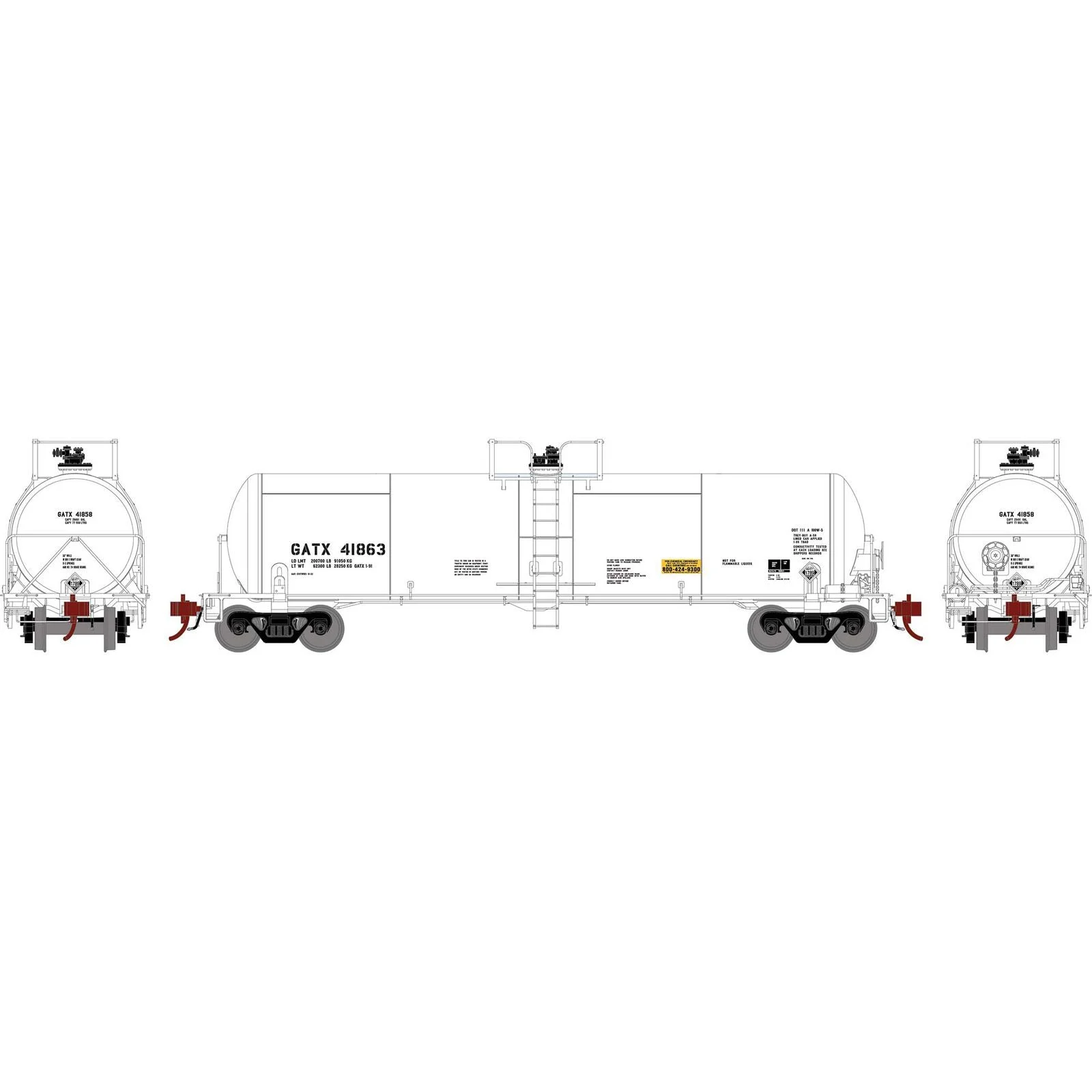 Athearn Genesis HO Scale 20K Gal Acid Tank, GATX/White #41863