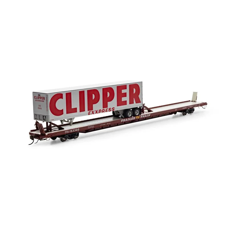 Athearn Genesis HO Scale F89-F 89'8" Flat w/Trailer TTX/Brown #153322