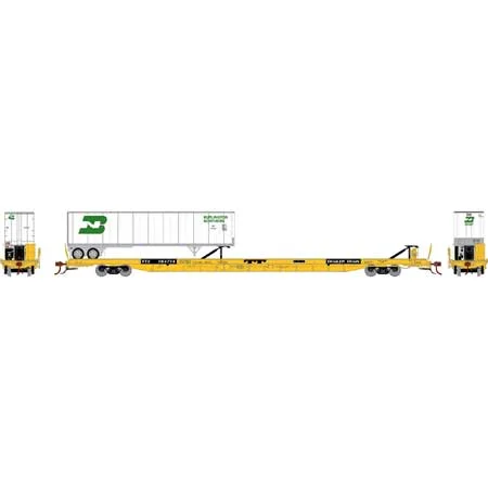 Athearn Genesis HO Scale F89-F 89'8" Flat w/Trailer, TTX/Yellow #154714