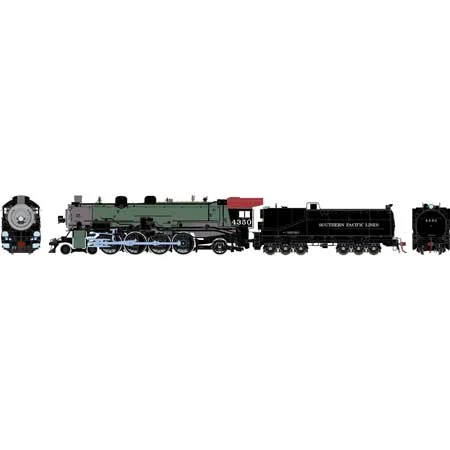 Athearn Genesis HO Scale 4-8-2 MT-4, SP/Early Green Boiler #4350