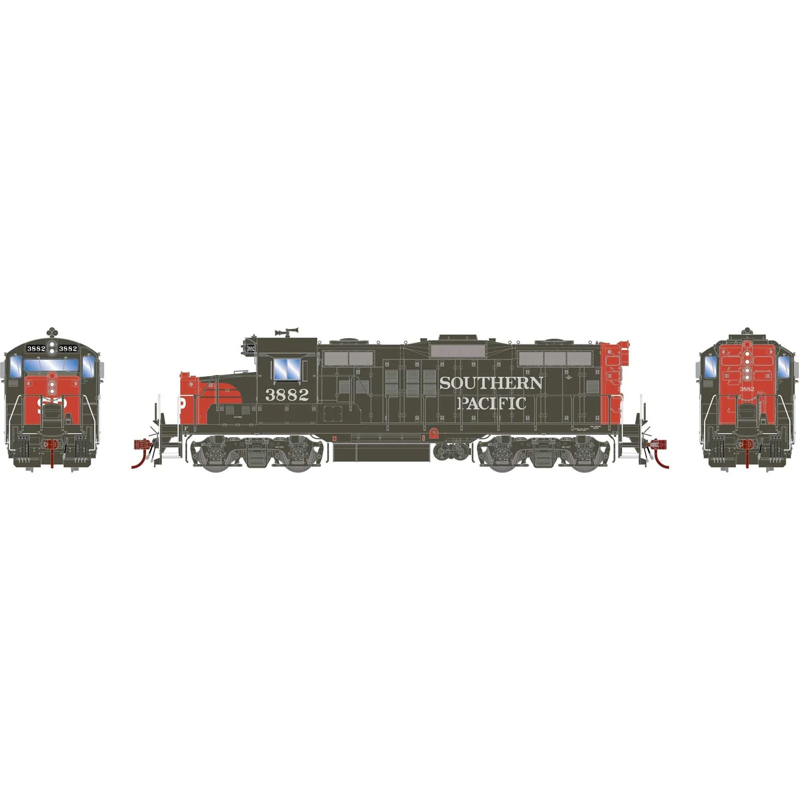 Athearn Genesis HO Southern Pacific #3882 GP9E Locomotive with DCC & Sound