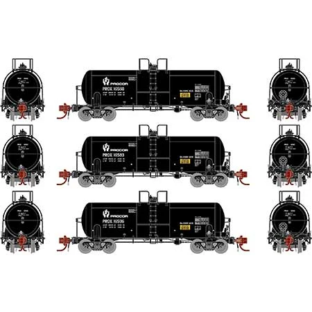 Athearn Genesis N Scale 13,600-Gallon Acid Tank, PROX/Black (3)