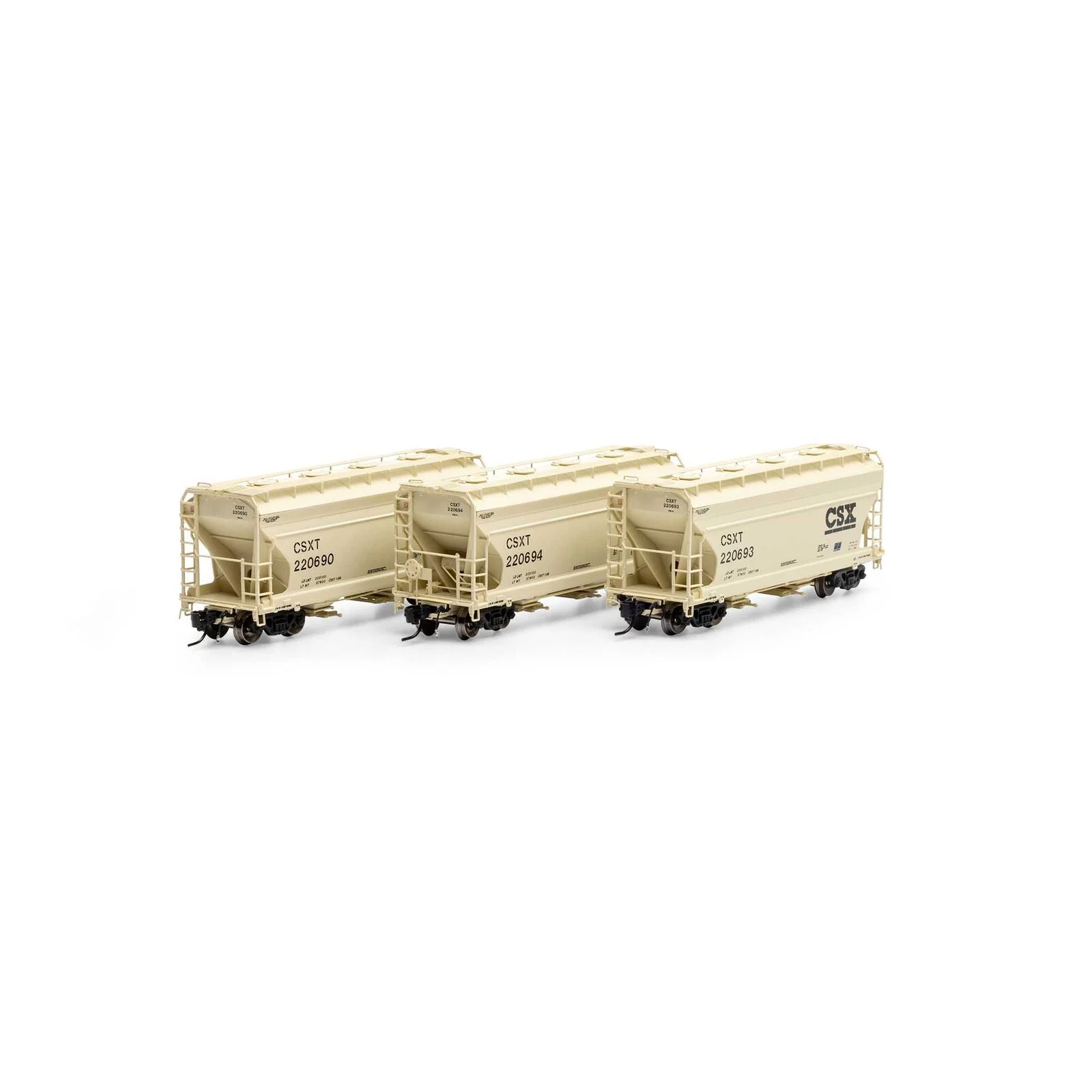 Athearn Genesis N Scale CSXT ACF 2970 Covered Hoppers 3 Pack
