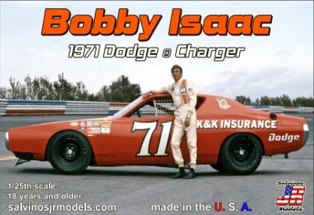 Salvinos Jr Models Bobby Isaac 1971 Dodge Charger Flat Hood NASCAR Model Kit 1/24 – BIDC1971