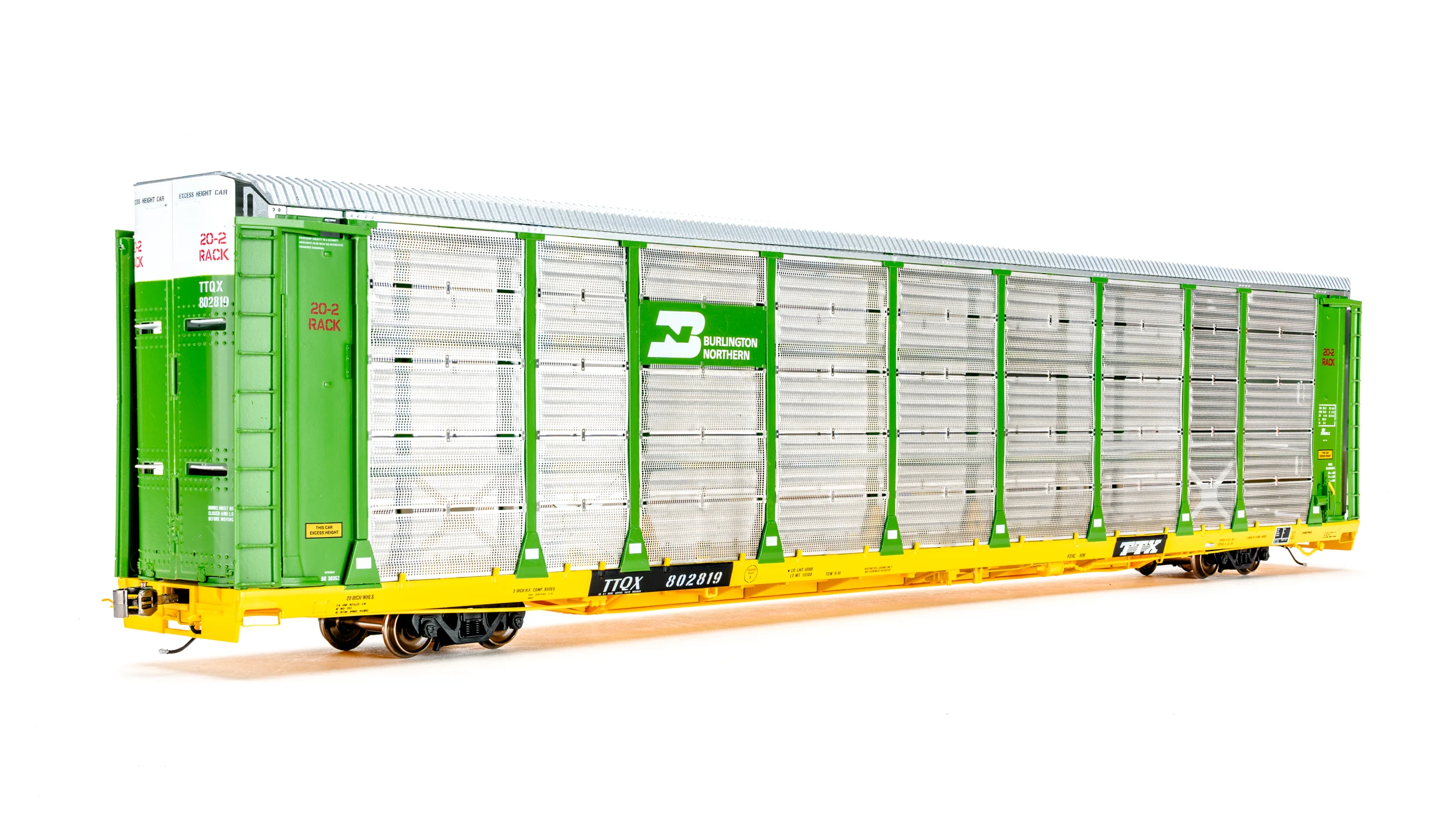 Class One Model Works HO Scale Burlington Northern TTQX 802789 Thrall 20-2 Autorack Type B