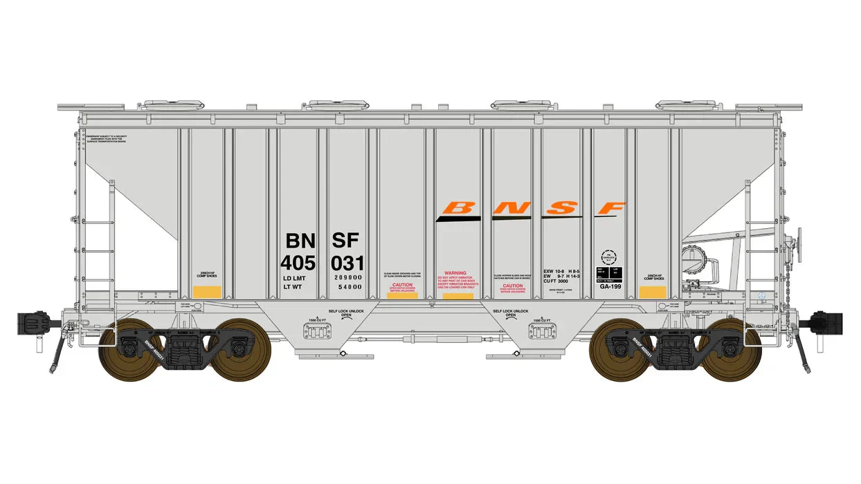 Class One Model Works HO BNSF Gray PS3000CD Two-Bay Hopper Car BNSF #405023 - FC01005