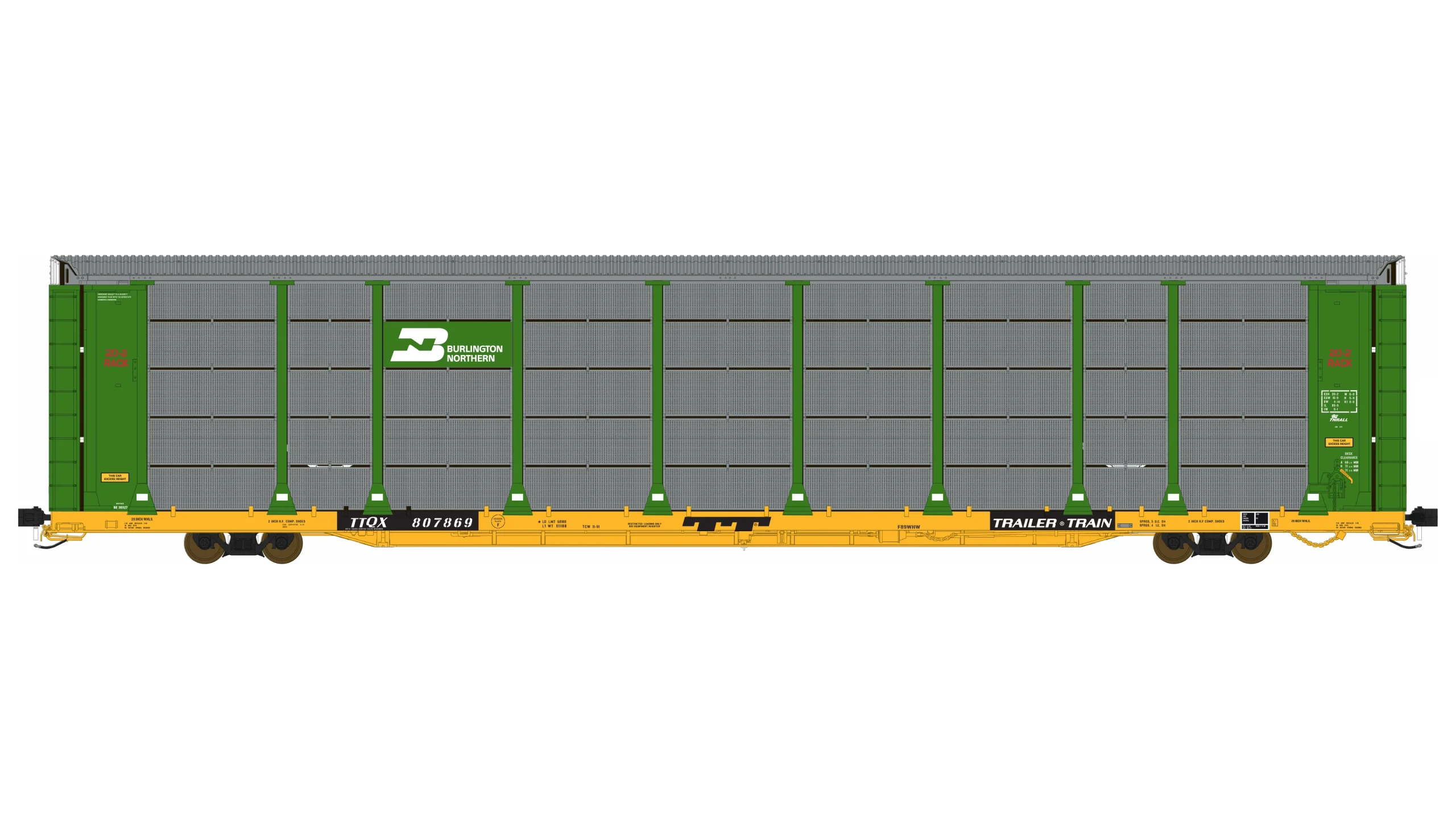 Class One Model Works HO Scale Thrall 20-2 Autorack - Type A - Burlington Northern