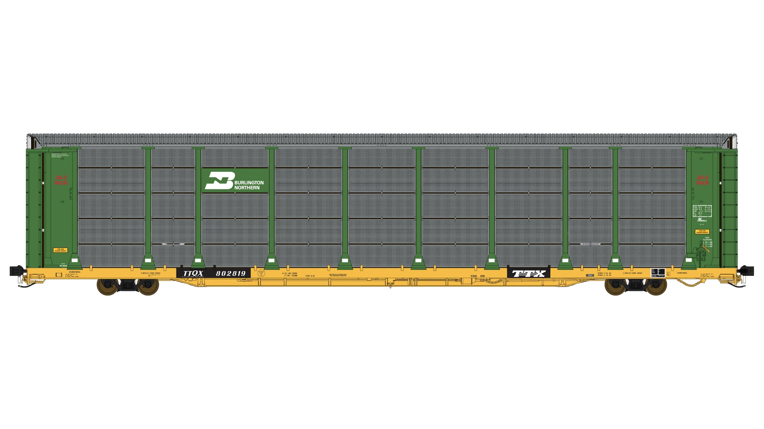 Class One Model Works HO Scale Thrall 20-2 Autorack - Type B - Burlington Northern