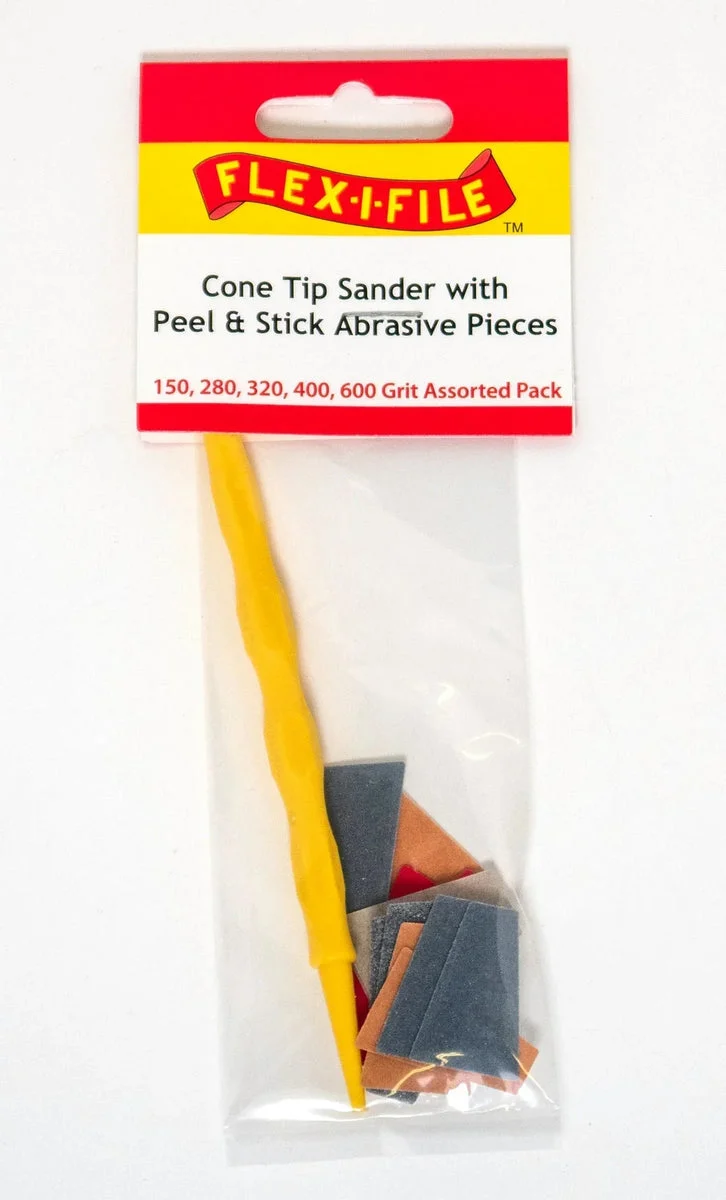 Alpha Abrasives Assorted Grits Cone Tip Sander with Peel & Stick Pieces - #CS321