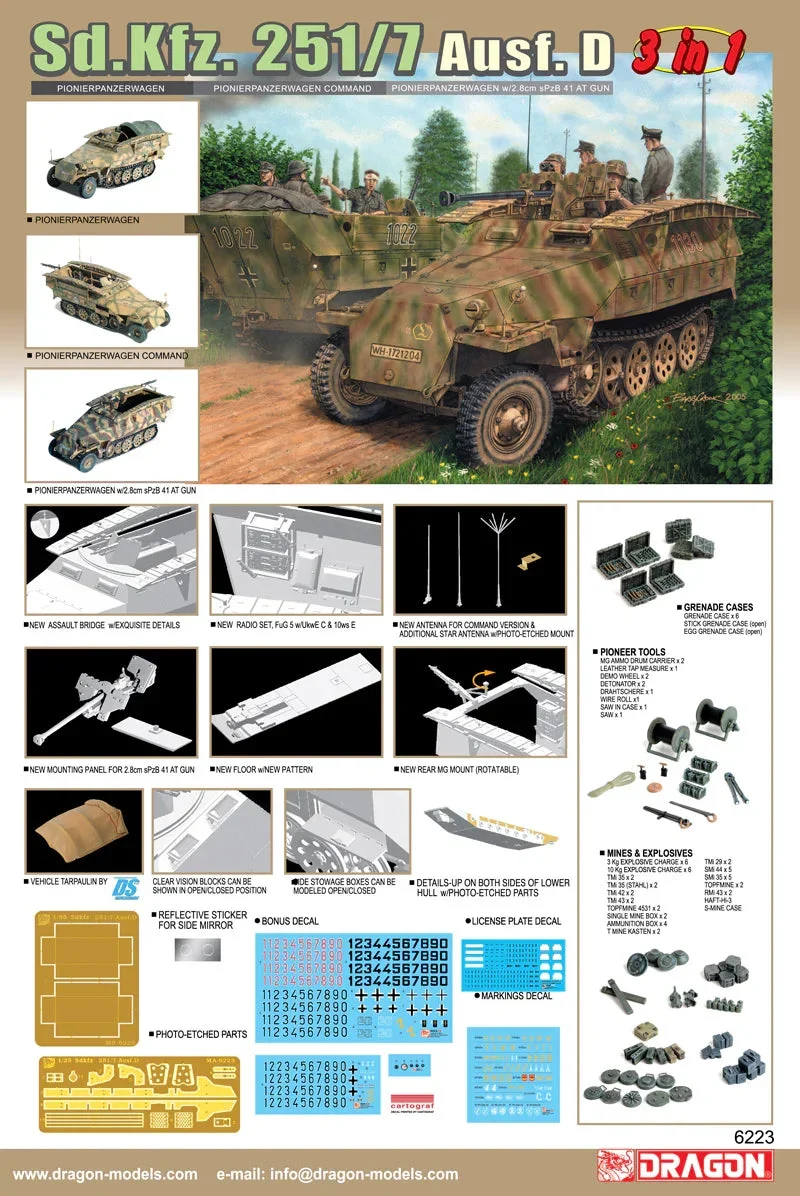 1/35 Dragon Models Sd.Kfz.251/7 Ausf.D (3 In 1) - 6223