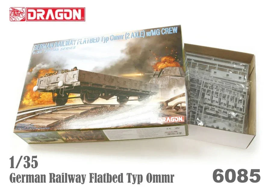 1/35 Dragon Models German Railway Flatbed Typ Ommr w/MG Crew-6085