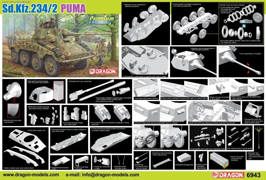 1/35 Dragon Models Sd.Kfz.234/2 Puma (Premium Edition) - 6943