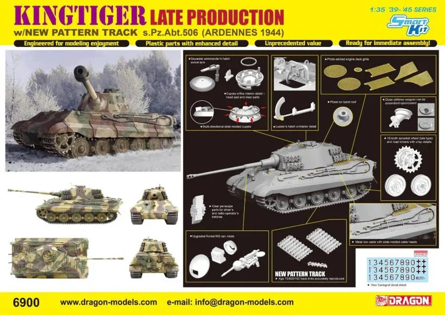1/35 Dragon Kingtiger Late Production w/New Pattern Track S.Pz.Abt.506-6900