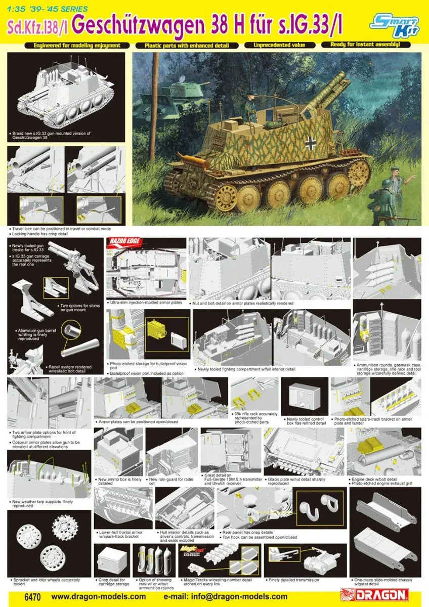 1/35 Dragon Models Sd.Kfz.138/1 Geschutzwagen 38 H Fur S.IG.33/1 - 6470