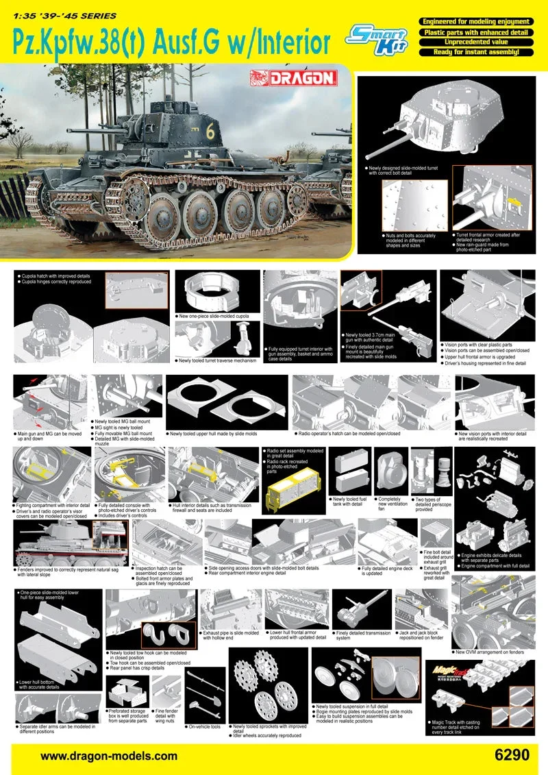 1/35 Dragon Models Pz.Kpfw.38(T) Ausf.G with Interior - 6290