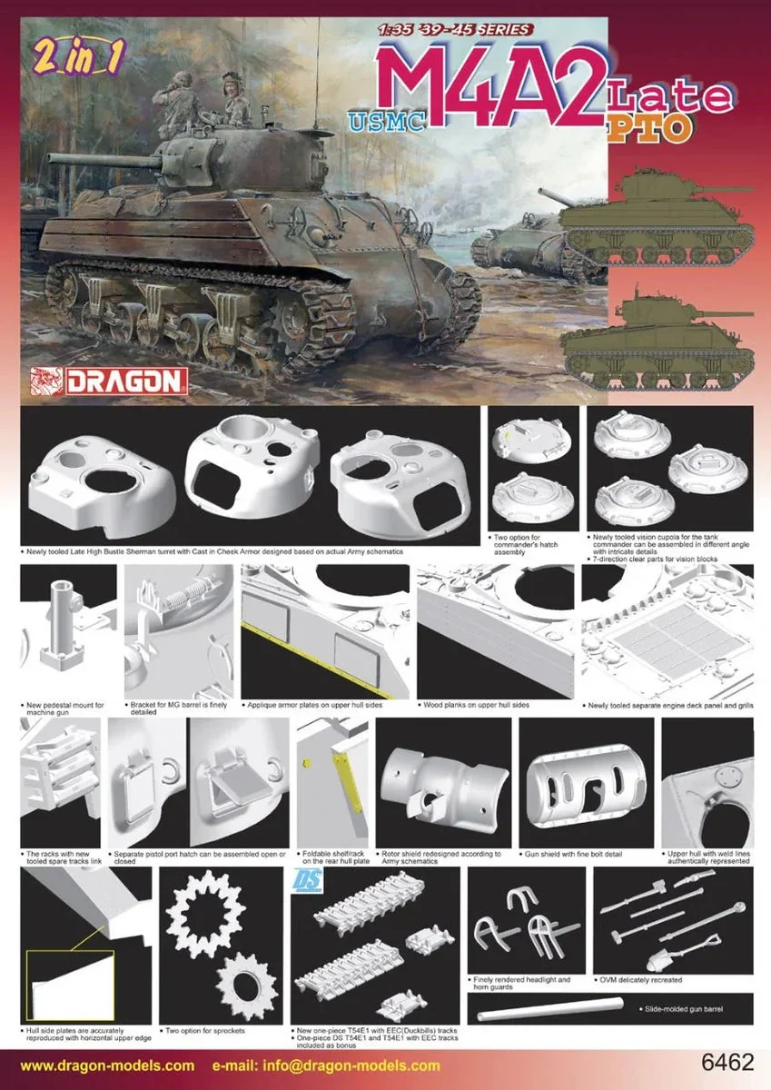 1/35 Dragon Models USMC M4A2(W) Late Production Pto - 6462