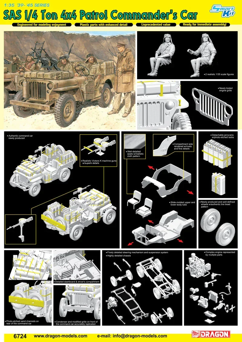 1/35 Dragon Models SAS 1/4 Ton 4x4 Patrol Commander's Car - 6724