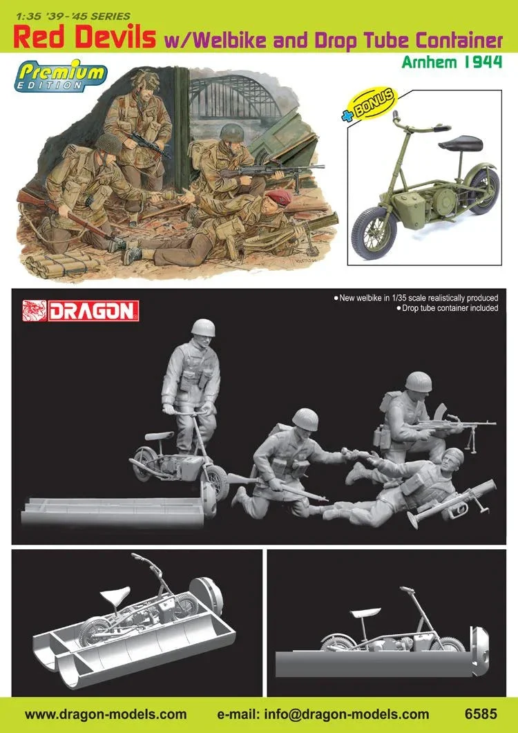 1/35 Dragon Models Red Devils w/Welbike And Drop Tube Container - 6585
