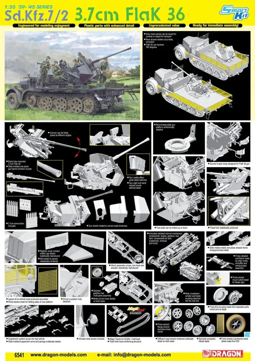 1/35 Dragon Models Sd.Kfz.7/2 3.7cm Flak 36 - 6541