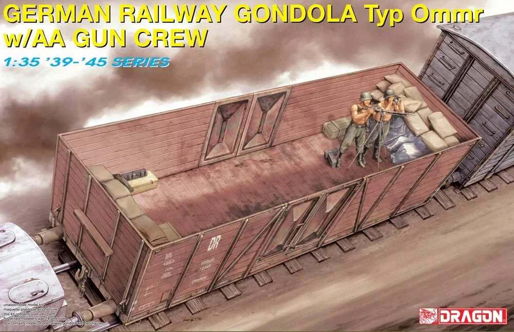 1/35 Dragon Models German Railway Gondola Type Ommr w/AA Gun Crew-6086