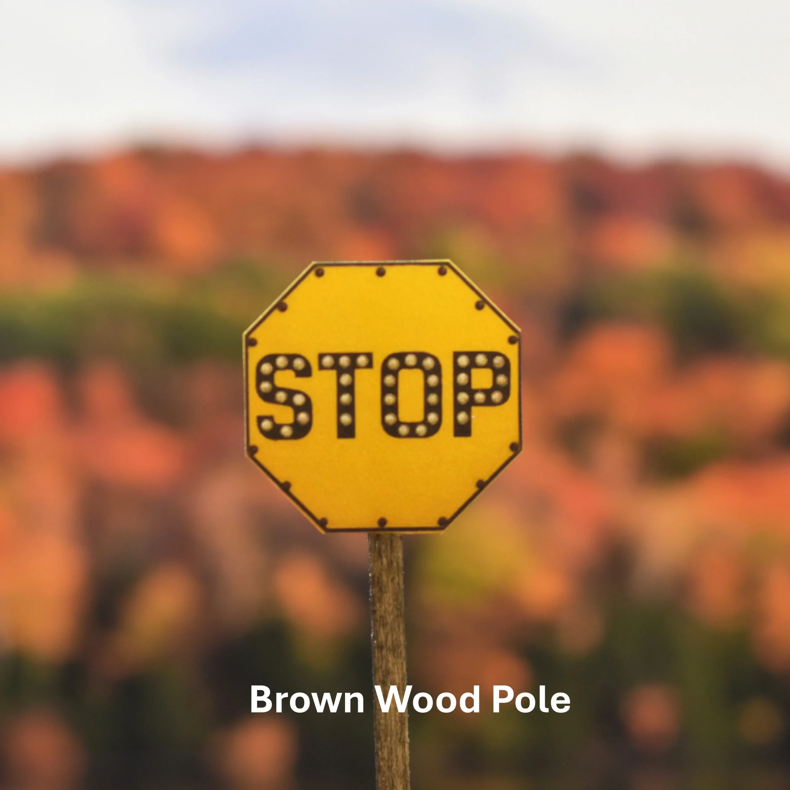 O Scale - Yellow Stop Sign with Cats Eyes - 2 Pack