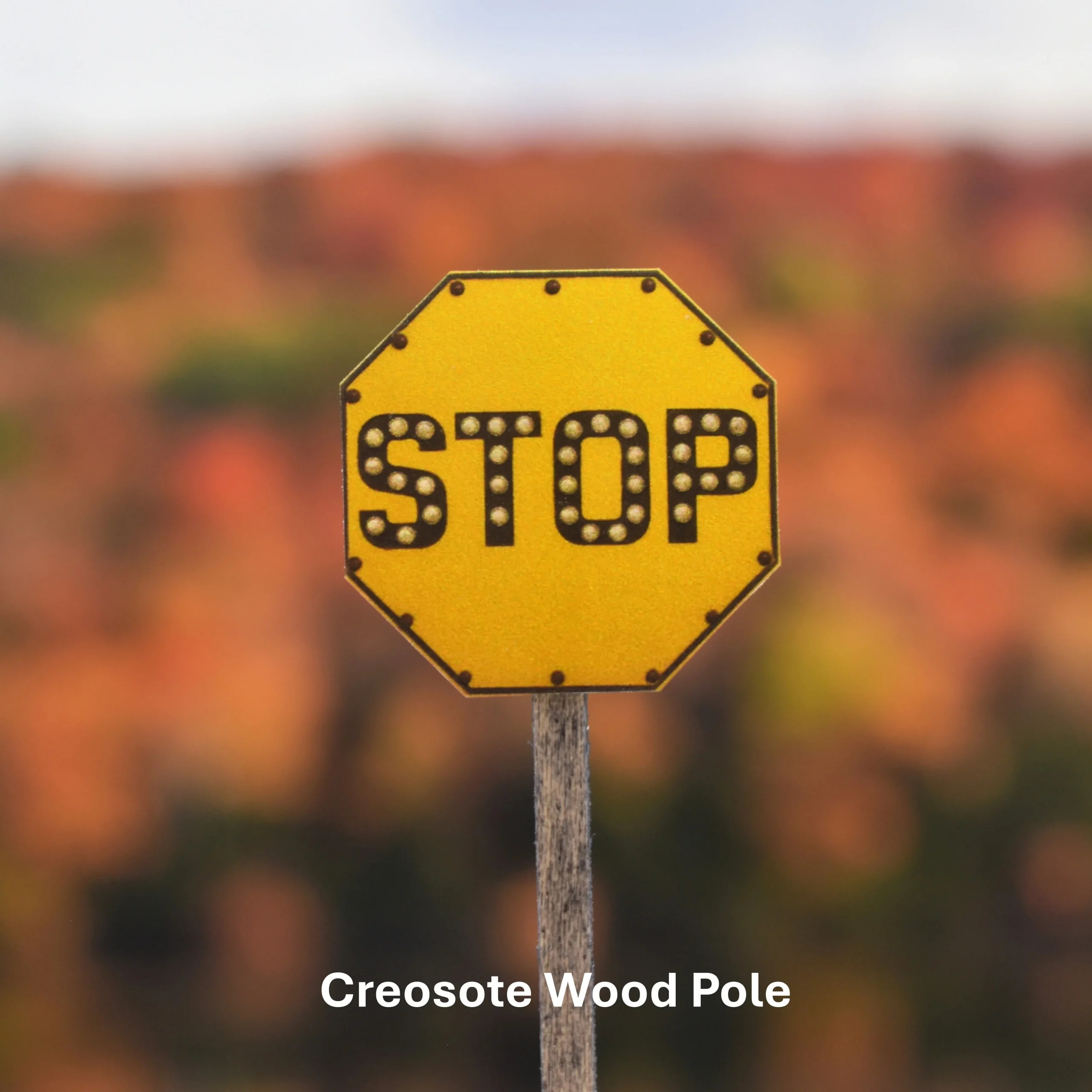O Scale - Yellow Stop Sign w/ Rivets and Cats Eyes - 2 Pack