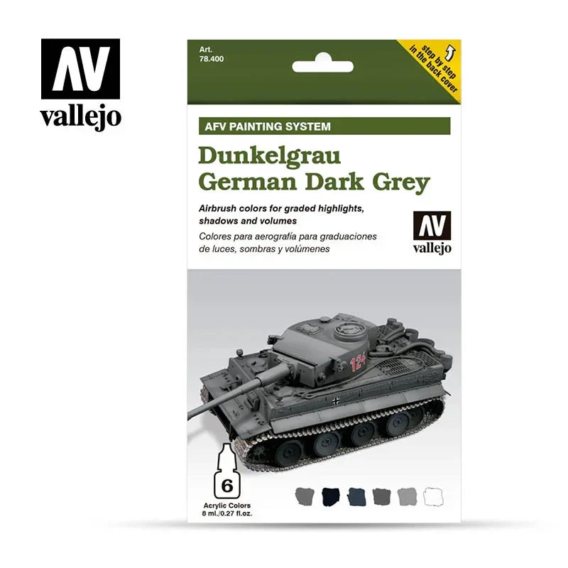 Vallejo 8ml Set of 6 Dunkelgrau German Dark Grey - 78400