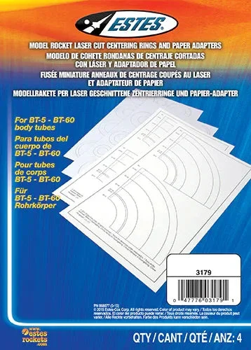Estes Rockets Laser Cut Centering Rings and Paper Adapters 3179