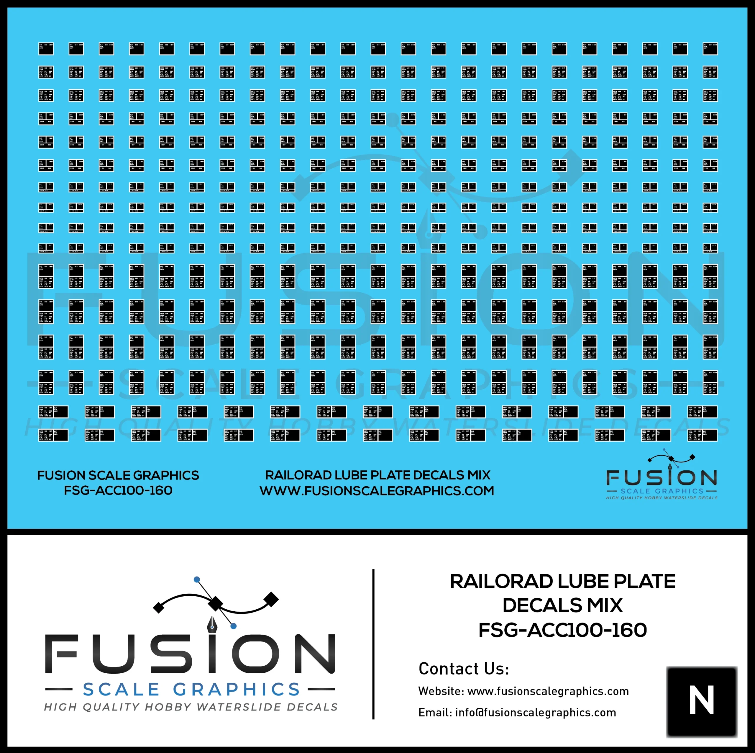 N Scale Railroad Lube Plate Decal Set Mix - Fusion Scale Graphics