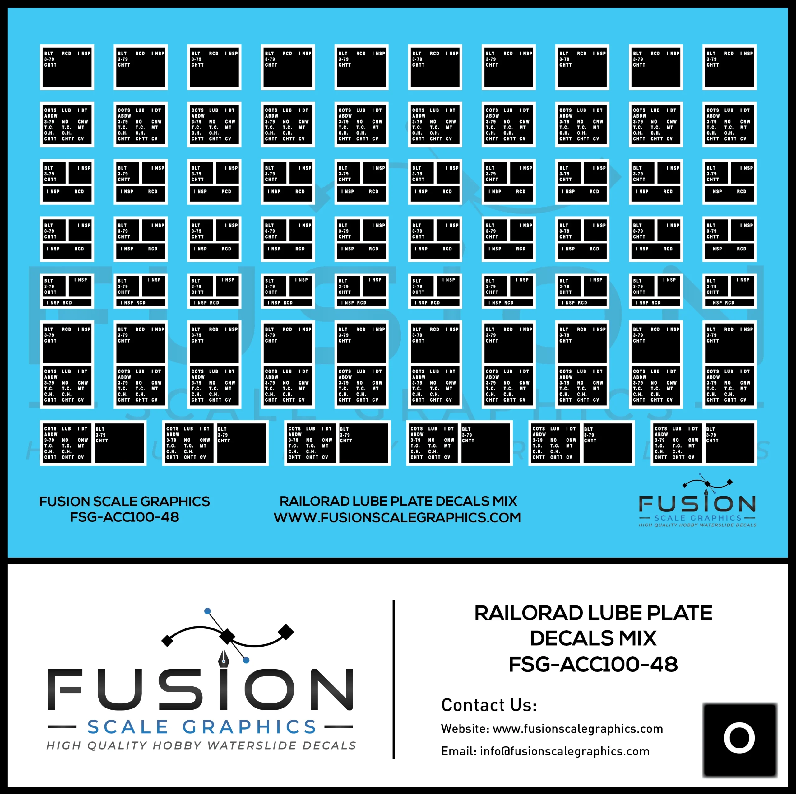 O Scale Railroad Lube Plate Decal Set Mix - Fusion Scale Graphics