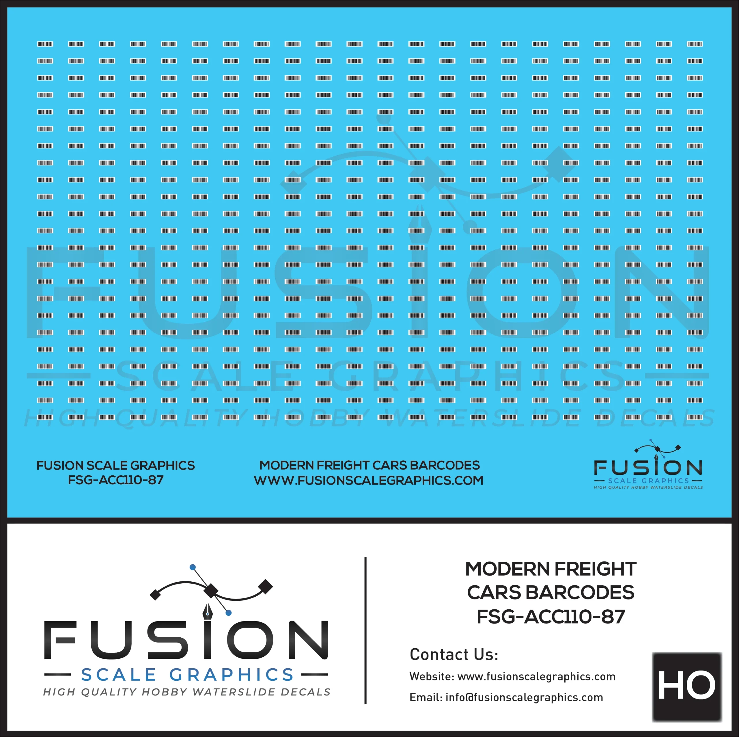 HO Scale Boxcar Barcode Stickers Decal Set - Fusion Scale Graphics