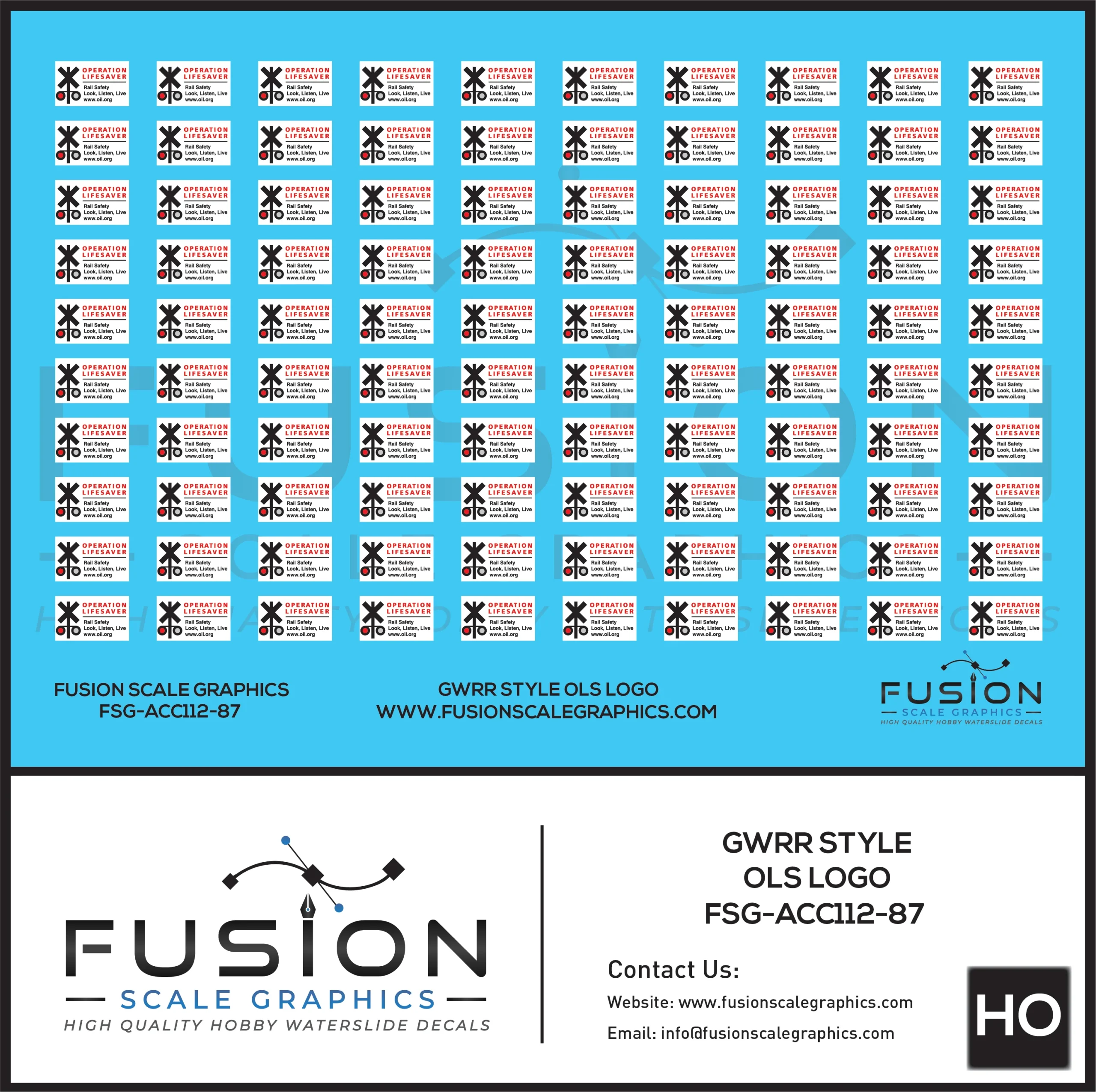 HO Scale Genesee and Wyoming Style Operation Lifesaver Logo Decal Set - Fusion Scale Graphics