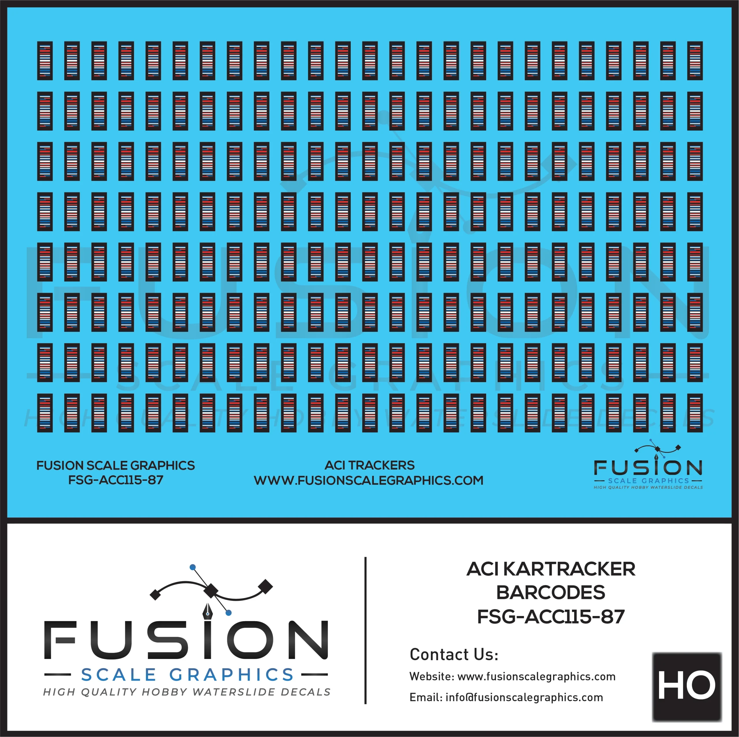 HO Scale ACI KarTrack Barcodes System Decal Set - Fusion Scale Graphics