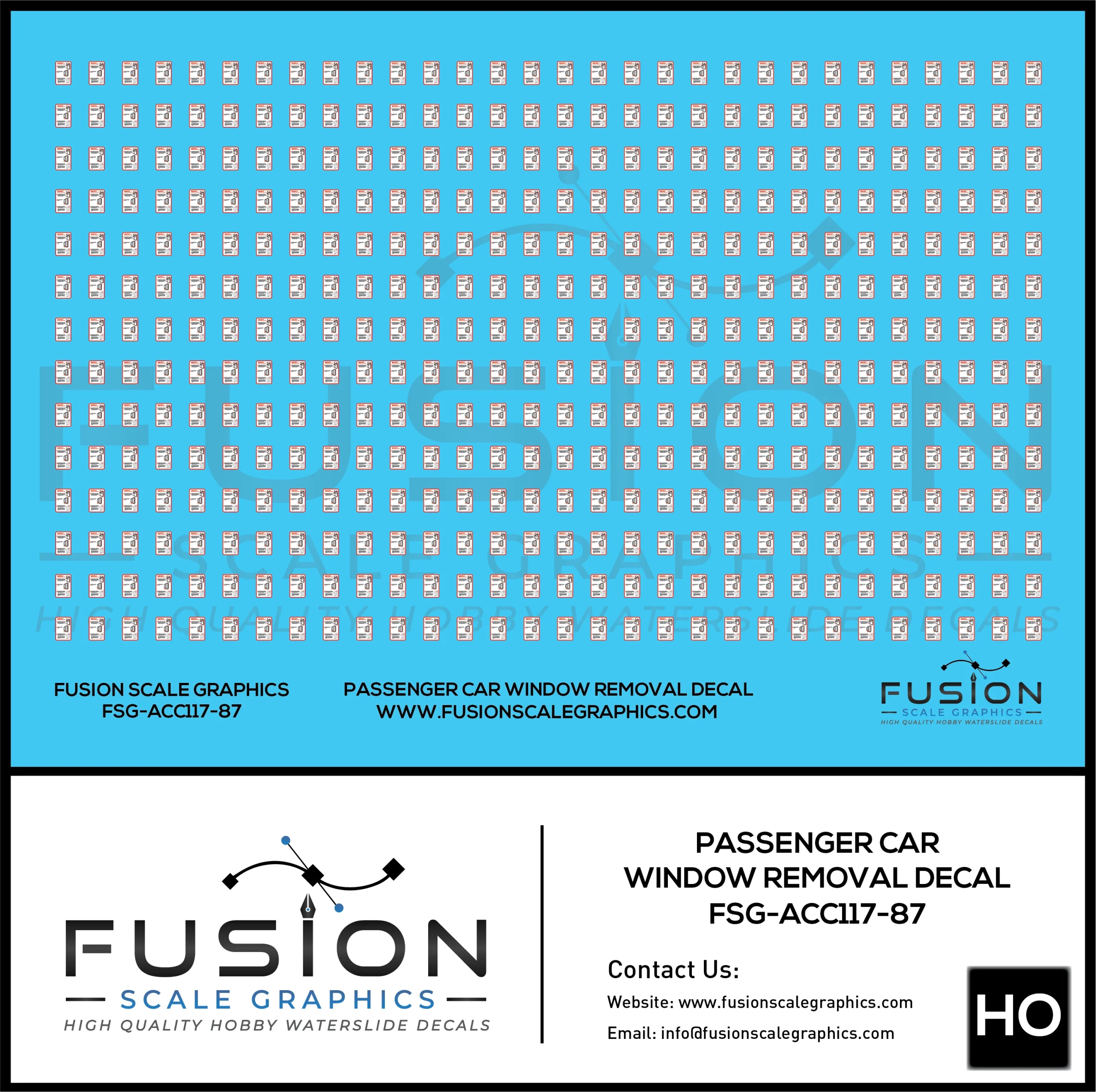 HO Scale Passenger Car Window Removal Instructions Decal Set - Fusion Scale Graphics