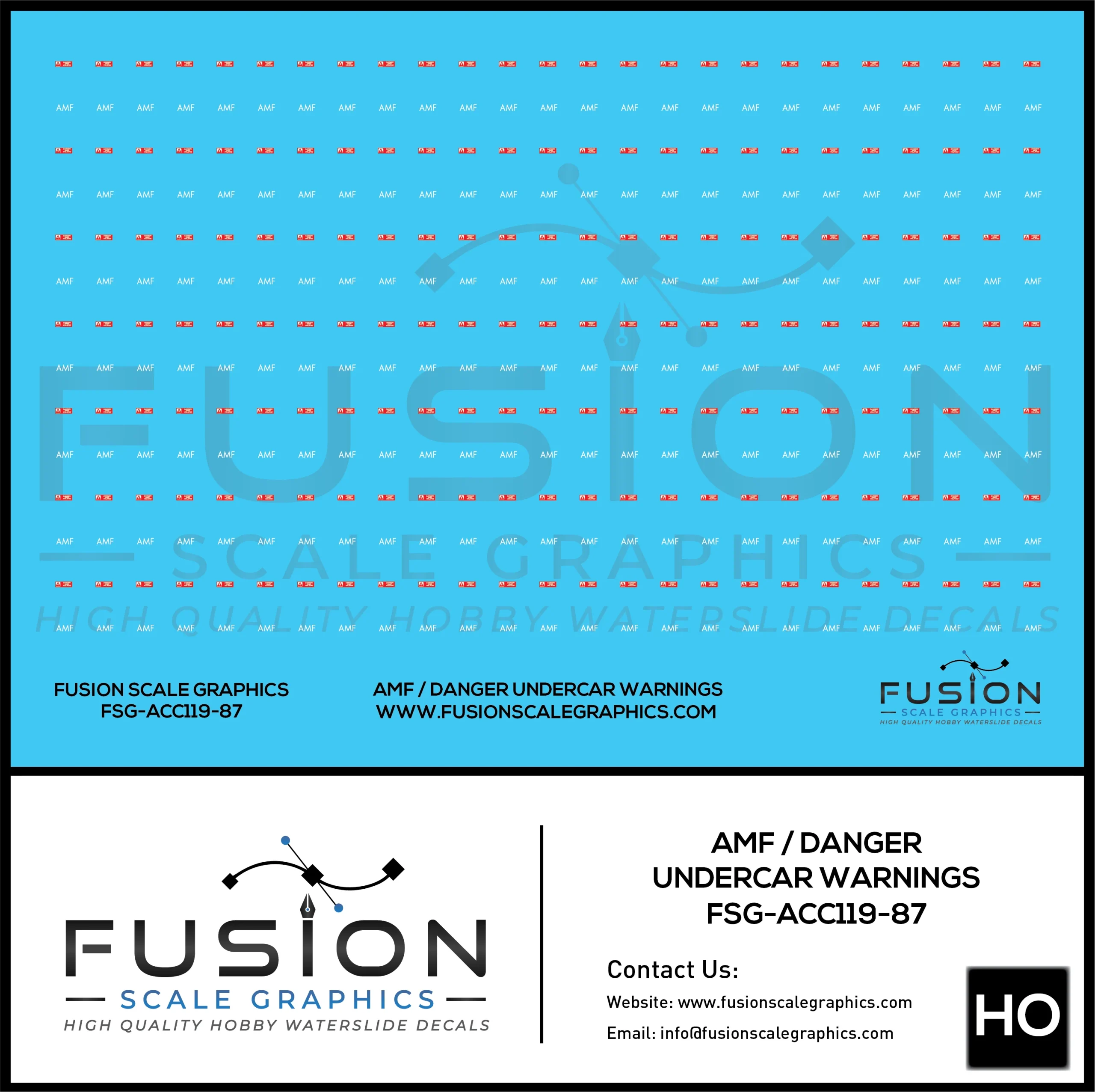 HO Scale Passenger Car Undercar AMF / Danger Warning Labels - Fusion Scale Graphics