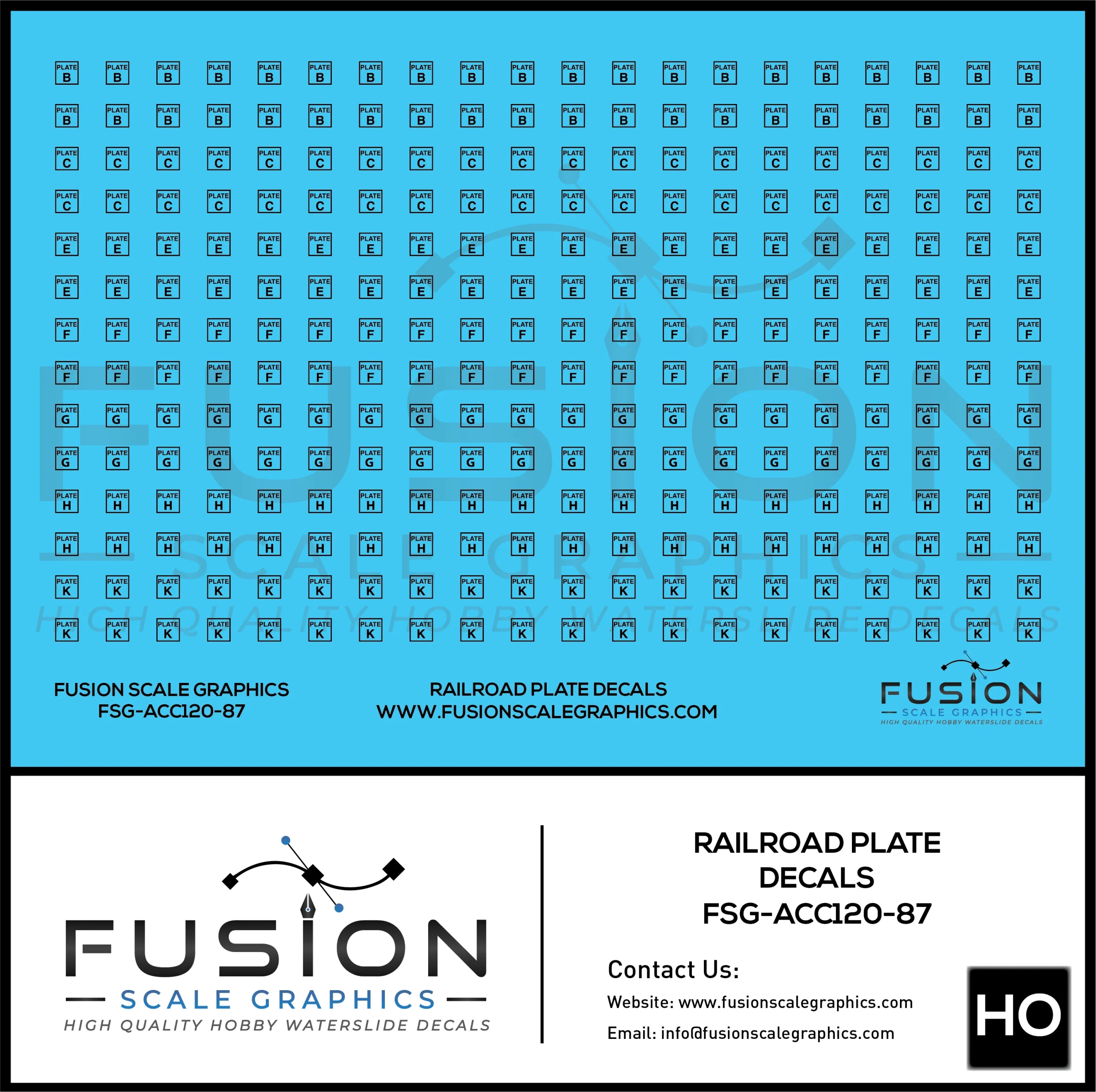 HO Scale Railroad Plate Decals Black Mix 1 - Fusion Scale Graphics