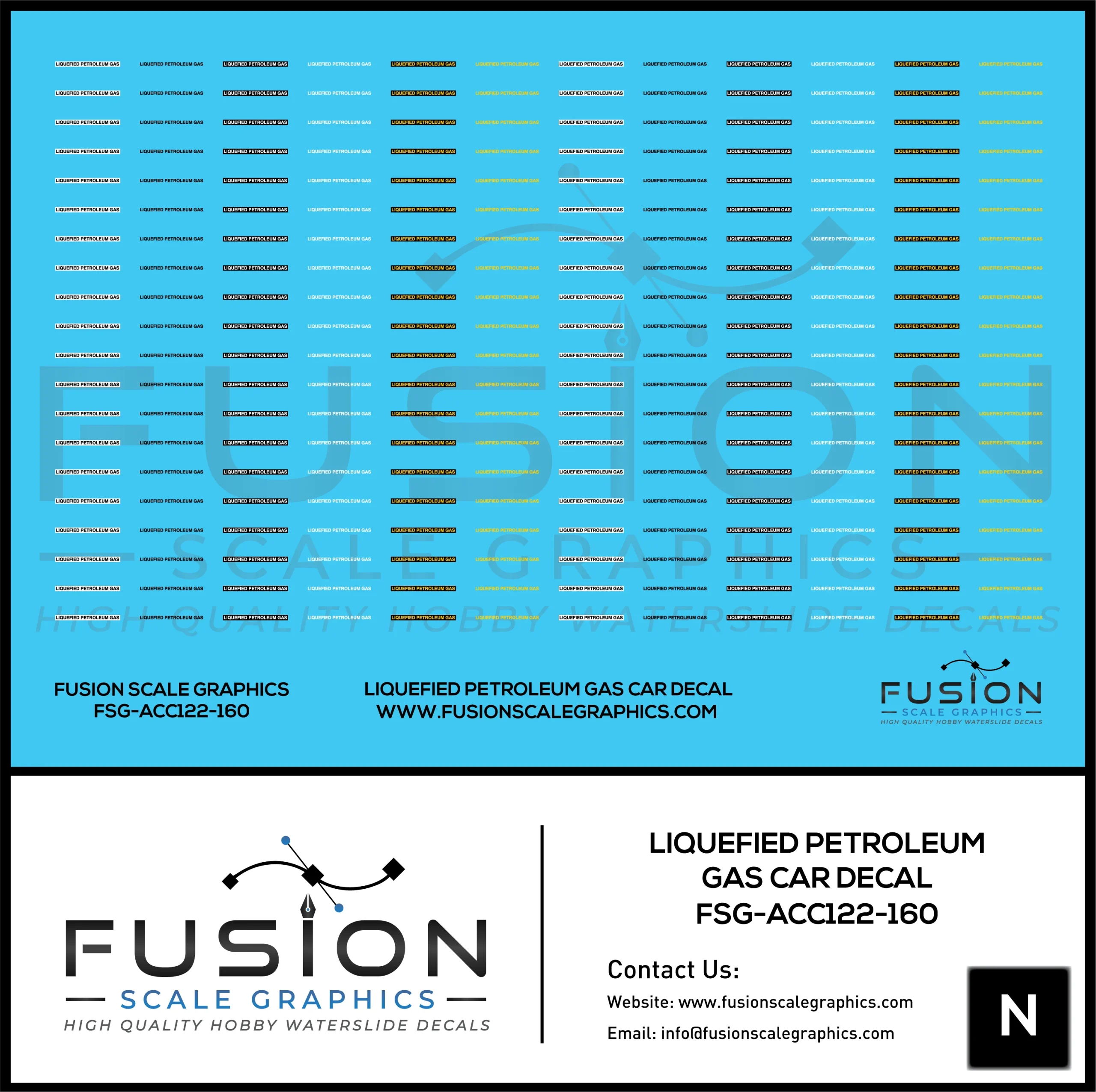 N Scale Liquefied Petroleum Gas Decal For Tank Cars Decal Set - Fusion Scale Graphics