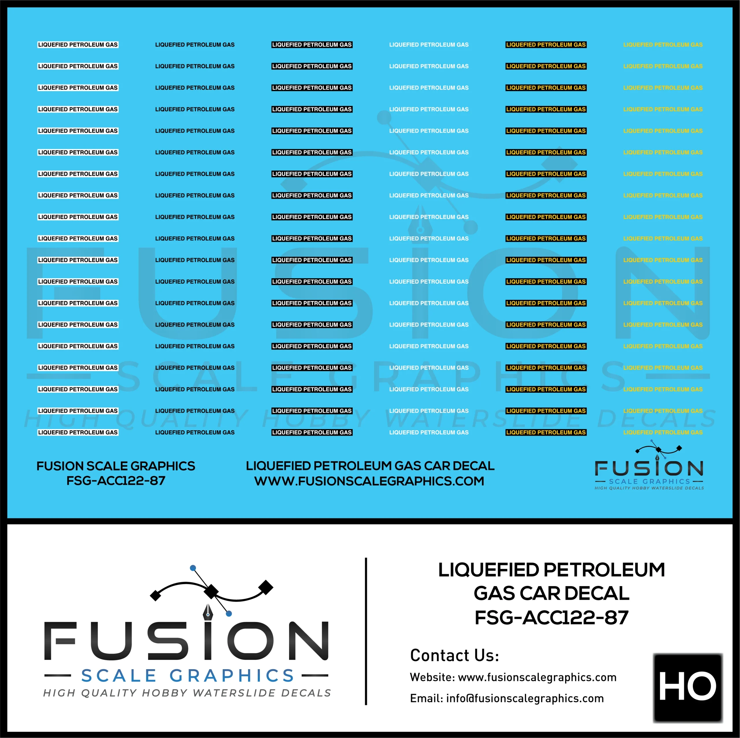 HO Scale Liquefied Petroleum Gas Decal For Tank Cars Decal Set - Fusion Scale Graphics