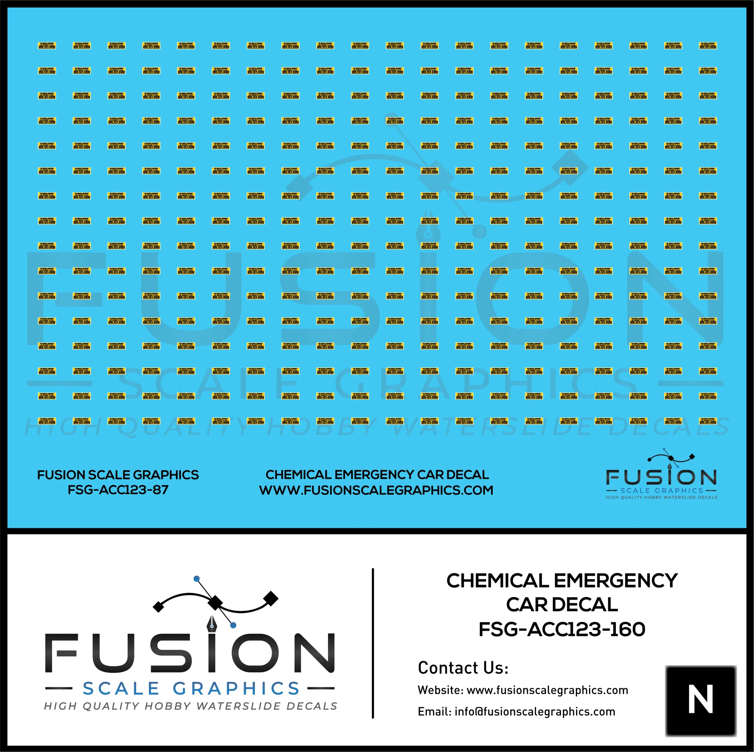 N Scale Chemical Emergency Decal For Tank Cars Decal Set - Fusion Scale Graphics