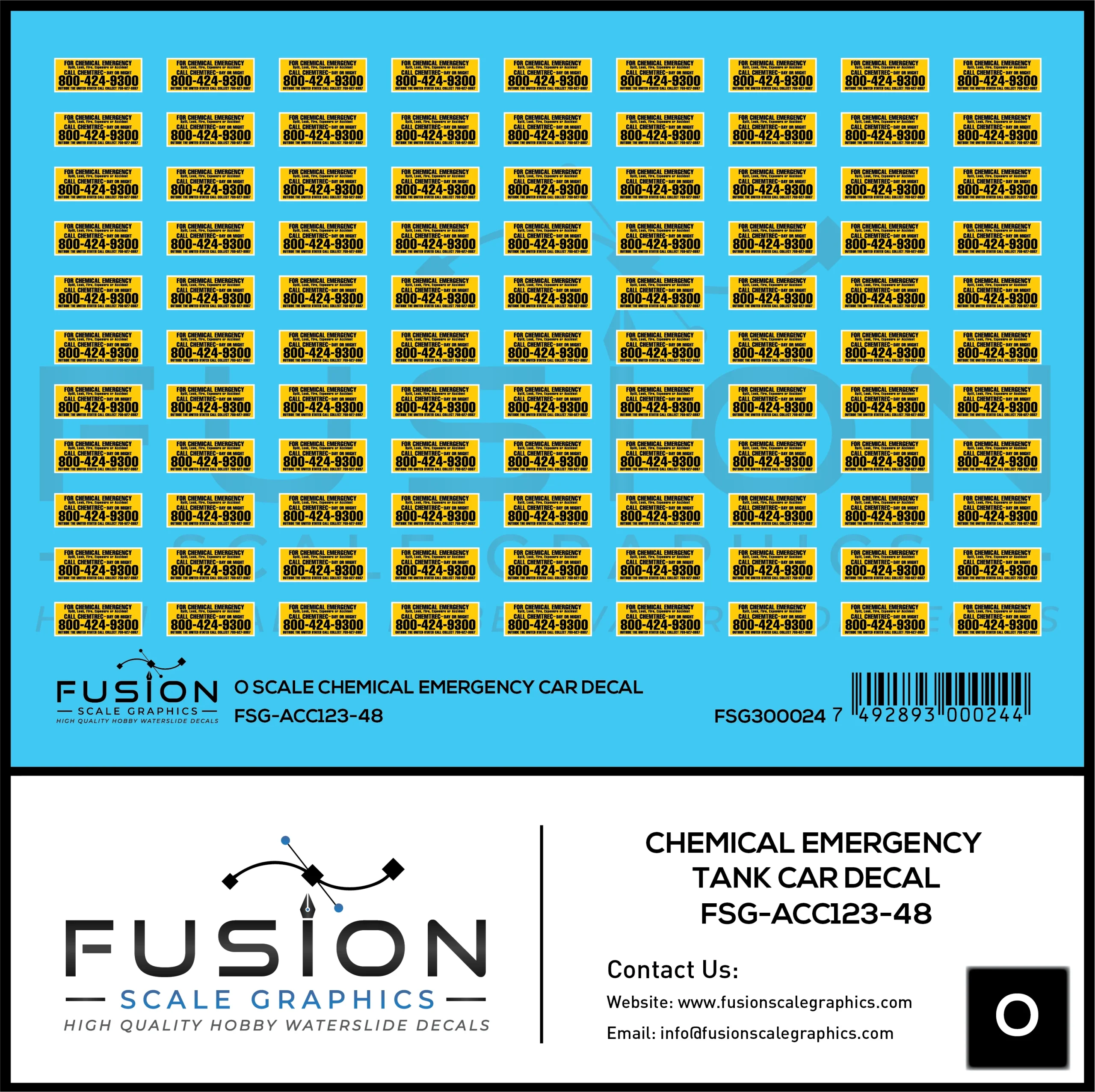 O Scale Chemical Emergency Decal For Tank Cars Decal Set - Fusion Scale Graphics
