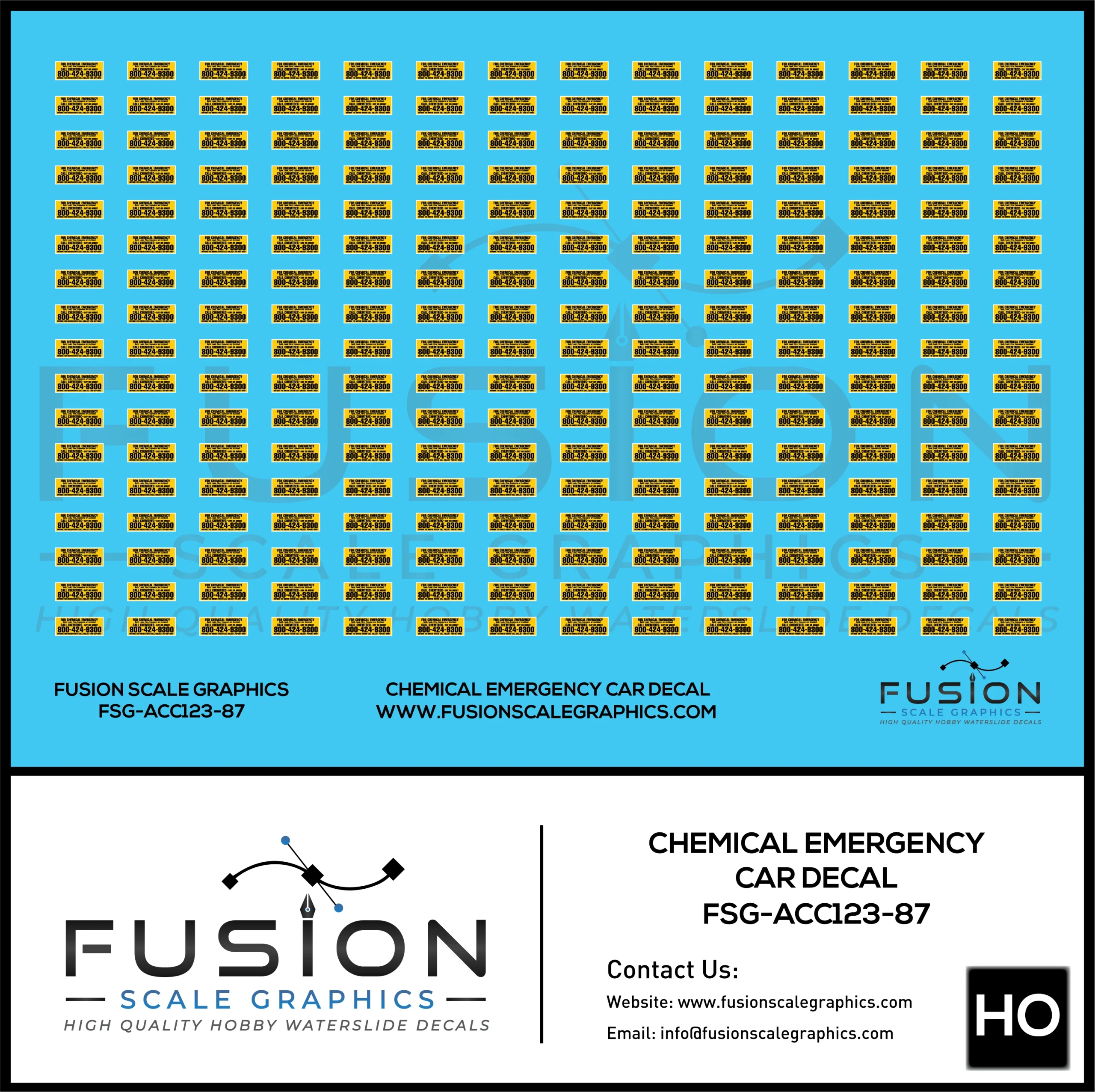HO Scale Chemical Emergency Decal For Tank Cars Decal Set - Fusion Scale Graphics